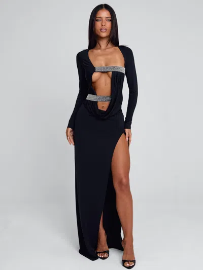 Outcast Solvia Maxi Dress Black In Blue