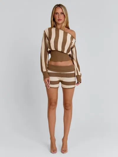 Outcast Sundaze Shorts Brown Beige Stripe