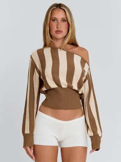Outcast Sundaze Top Brown Beige Stripe