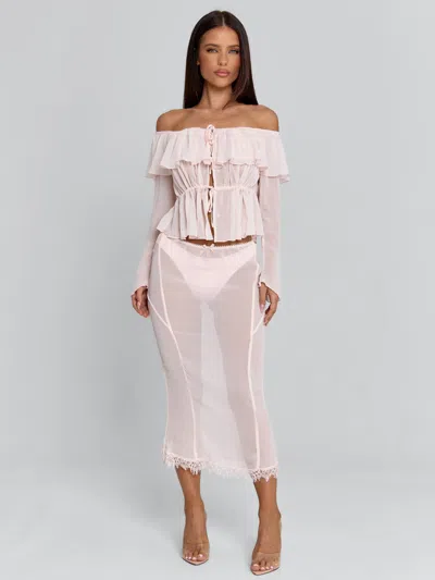 Outcast Taraya Midi Skirt Pink In Neutral