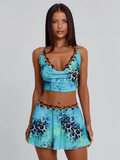 Outcast Vionette Mini Skirt Whitsundays In Blue