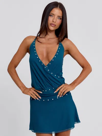 Outcast Wrenley Mini Dress Deep Teal In Pink