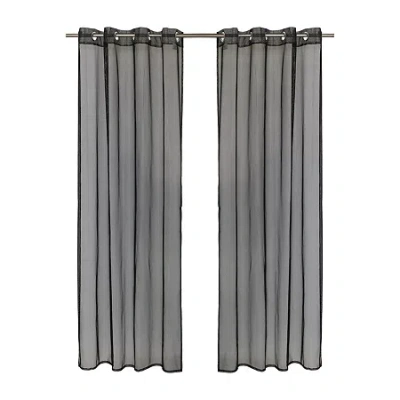 Outdoor Decor By Commonwealth Outdoor Decor No Se'em Grommet Top Sheer Single Outdoor Curtain Panel In Black
