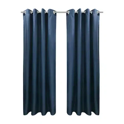 Outdoor Decor By Commonwealth Outdoor Decor Seascapes Grommet Top Light-filtering Set Of 2 Outdoor Curtain Panel In Blue
