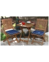 OUTDOOR INTERIORS OUTDOOR INTERIORS 3PC SQUARE BISTRO SET WITH BLUE CUSHIONS