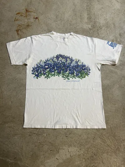 Pre-owned Outdoor Life X Vintage 80's Texas Bluebonnets Flower Tee In White