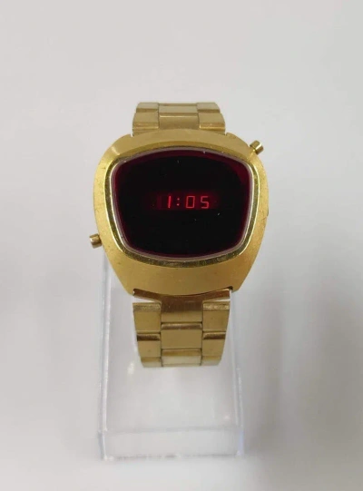 Pre-owned Outdoor Life X Vintage Arnex Red Led Men's Watch Retro 70-80's Swiss Made In Gold