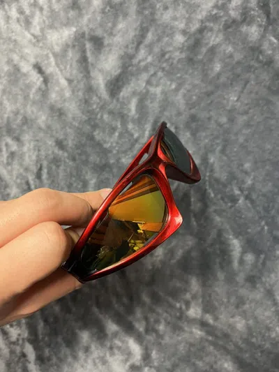 Pre-owned Outdoor Life X Vintage Crazy Sunglasses Oakley Style Outdoor Drill 00s Vintage Y2k In Red