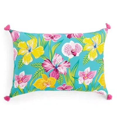 Outdoor Oasis 14"x 20" Orchid Print Lumbar Pillow In Blue