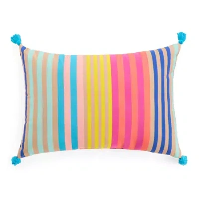 Outdoor Oasis 14"x 20" Stripe Print Lumbar Pillow In Blue