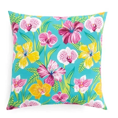 Outdoor Oasis 20"x 20" Orchid Print Square Throw Pillow In Multi