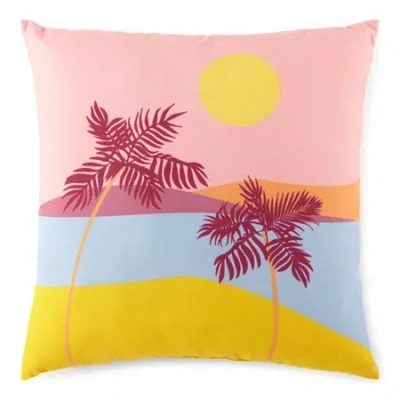 Outdoor Oasis 20x20 Sunset Square Throw Pillow In Pink