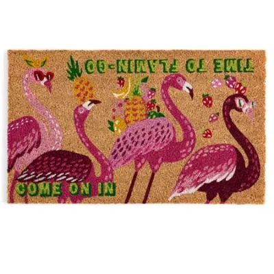 Outdoor Oasis Flamingo Coir Doormat In Multi
