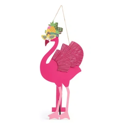 Outdoor Oasis Flamingo Porch Sign In Pink