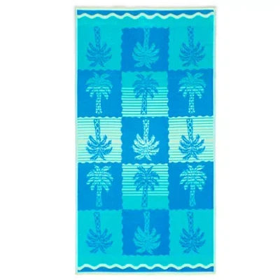 Outdoor Oasis Jacquard Beach Towel In Blue