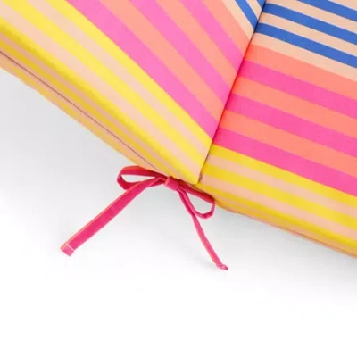 Outdoor Oasis Multistripe Print Fade Resistant Patio Chair Cushion In Pink