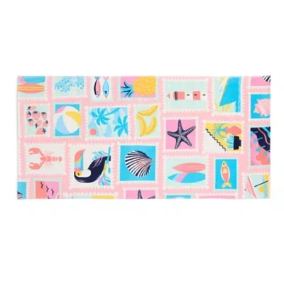 Outdoor Oasis Print Beach Towel In Pink