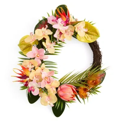 Outdoor Oasis Summer Orchid Wreath In Multi