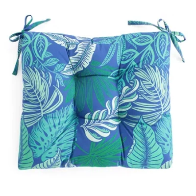 Outdoor Oasis Tropical Print Patio Seat Cushion In Blue