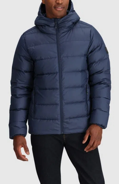 Outdoor Research Coldfront 700 Fill Power Down Insulated Hooded Ripstop Packable Puffer Jacket In Navy