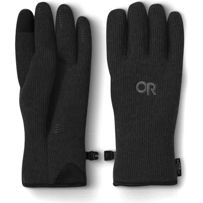 Outdoor Research Flurry Touchscreen Compatible Wool Blend Gloves In Black