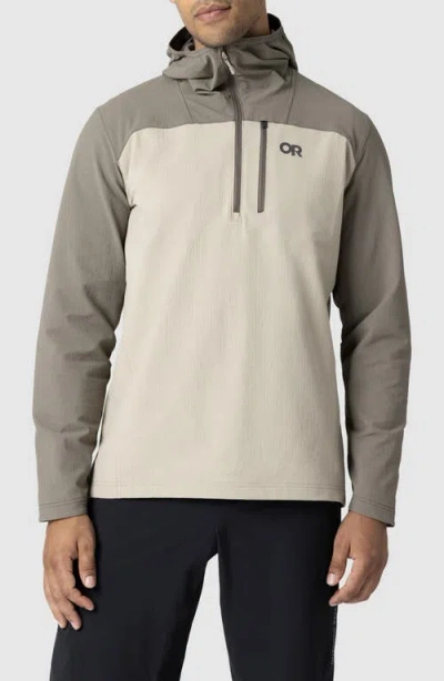 Outdoor Research Freewheel Mountain Bike Half Zip Hoodie In Gray