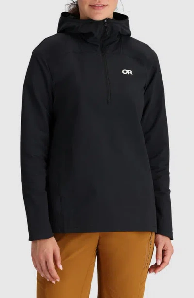 Outdoor Research Freewheel Mtb Half Zip Hoodie In Black