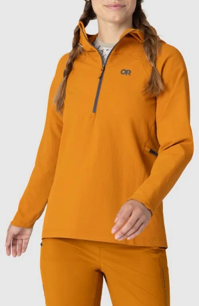 Outdoor Research Freewheel Mtb Half Zip Hoodie In Brown