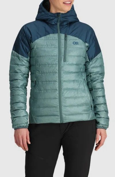 Outdoor Research Helium 800 Fill Power Down Hooded Jacket In Blue