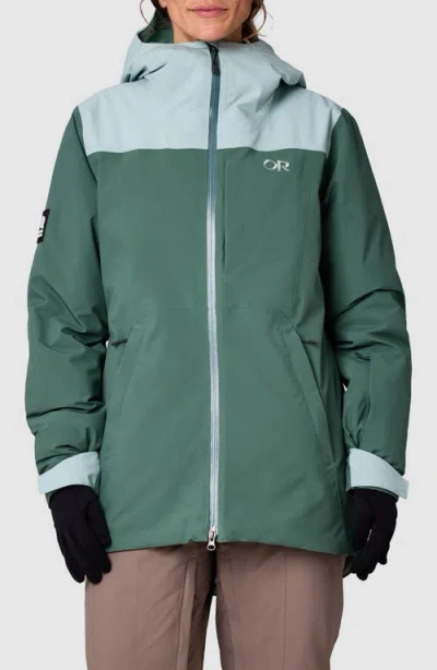 Outdoor Research Snowcrew Waterproof Hooded Ski Jacket In Green
