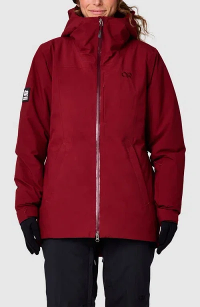 Outdoor Research Snowcrew Waterproof Hooded Ski Jacket In Red