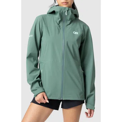 Outdoor Research Stratoburst Packable Rain Jacket In Green