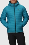 Outdoor Research Transcendent Hooded Down Puffer Jacket In Blue