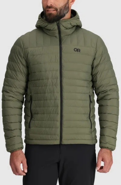 Outdoor Research Transcendent Hooded Down Puffer Jacket In Green