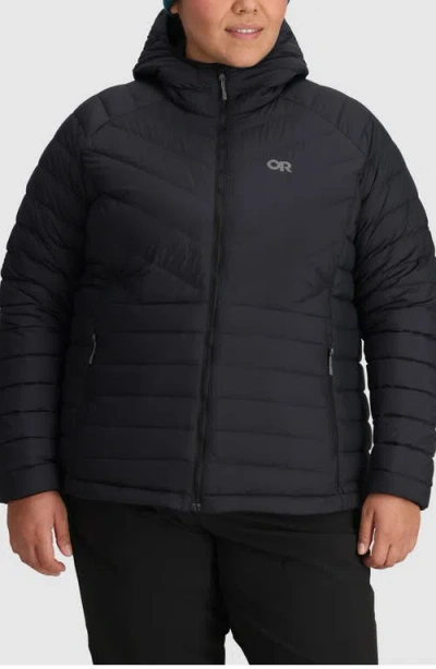 Outdoor Research Transcendent Water Resistant 800 Fill Power Hooded Down Jacket In Black