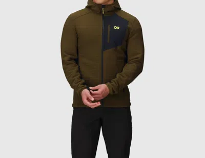 Outdoor Research Vigor Plus Fleece Hoodie In Dark Olive/black In Brown