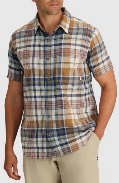 Outdoor Research Weisse Plaid Short Sleeve Button-up Shirt In Bronze