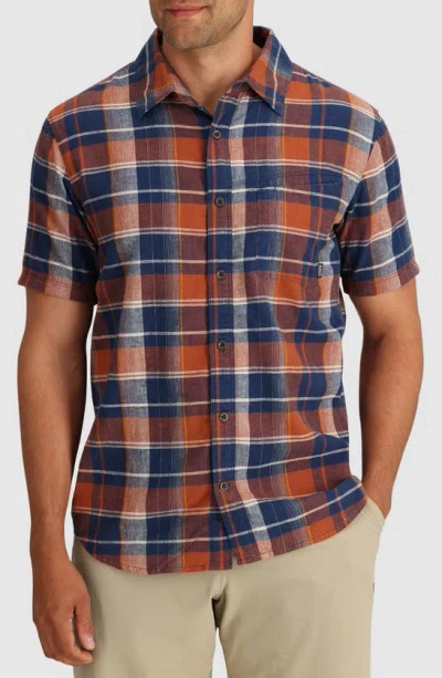 Outdoor Research Weisse Plaid Short Sleeve Button-up Shirt In Cenote