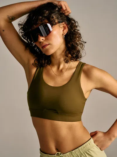 Outdoor Voices Coolform Bra In Dark Olive