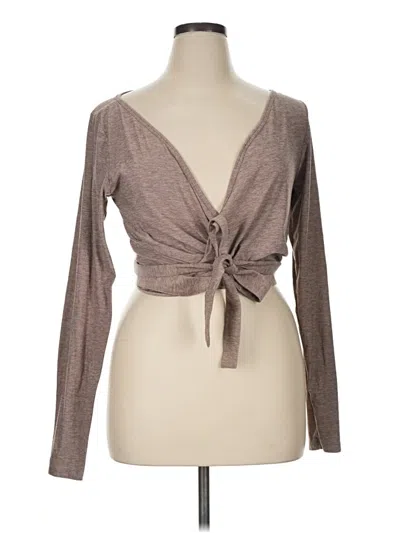 Pre-owned Outdoor Voices Long Sleeve Top Brown Plunge Neckline Tops