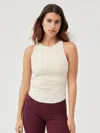 Outdoor Voices Neutral Superform Ribbed High Neck Tank Top In Linen
