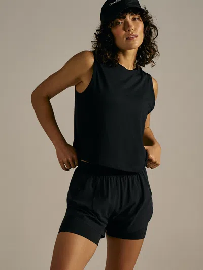 Outdoor Voices Thinkfast Mesh Cropped Muscle Tank Top In Black