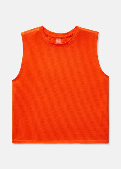 Outdoor Voices Thinkfast Mesh Cropped Muscle Tank Top In Lava