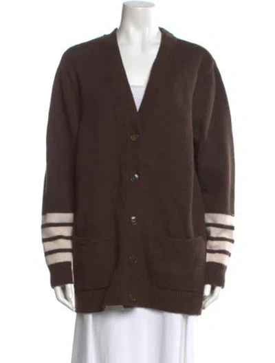 Pre-owned Outerknown Cashmere Striped Sweater In Brown