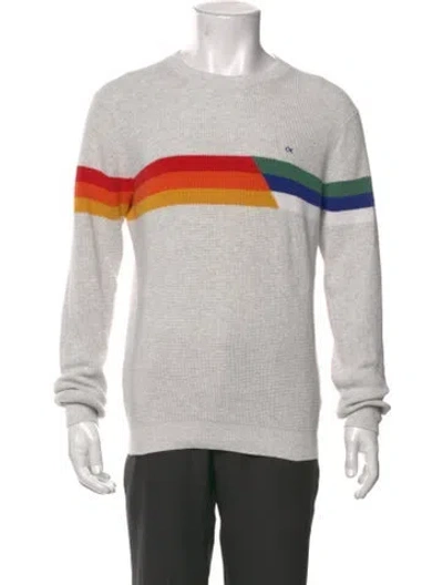 Pre-owned Outerknown Colorblock Pattern Crew Neck Polo Sweater In Gray
