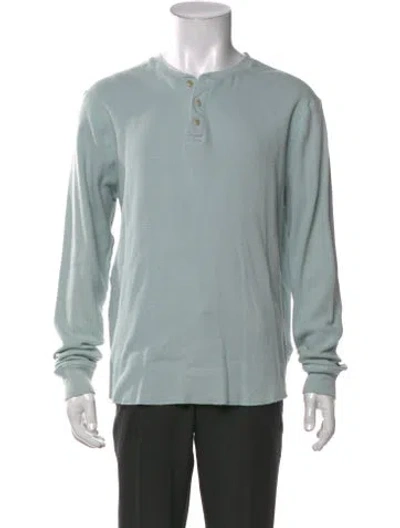 Pre-owned Outerknown Crew Neck Long Sleeve Henley In Blue