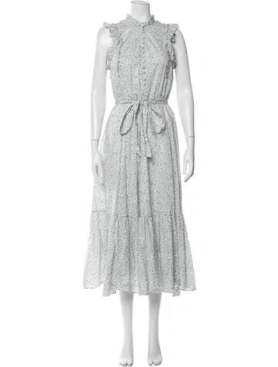Pre-owned Outerknown Floral Print Long Dress In White