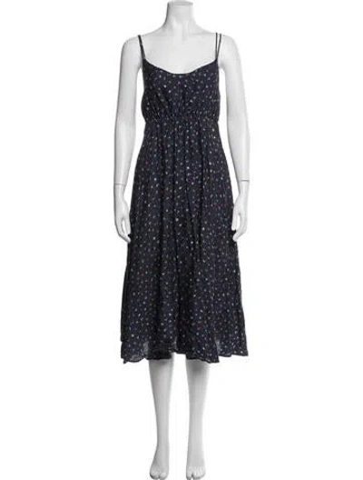Pre-owned Outerknown Floral Print Midi Length Dress In Blue