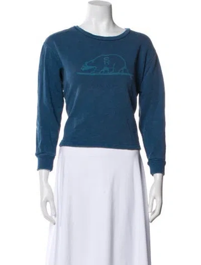 Pre-owned Outerknown Graphic Print Crew Neck Sweatshirt In Blue