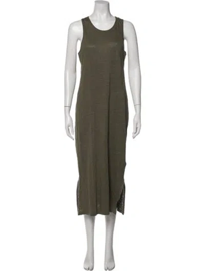 Pre-owned Outerknown Linen Midi Length Dress In Green